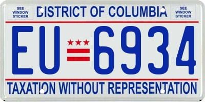 DC license plate EU6934