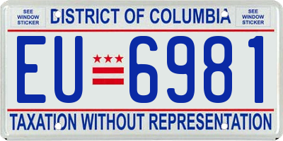 DC license plate EU6981
