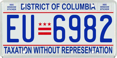 DC license plate EU6982