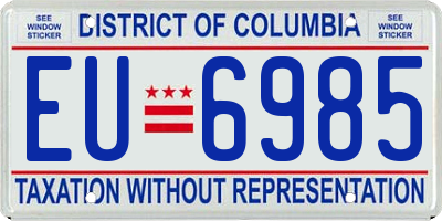 DC license plate EU6985