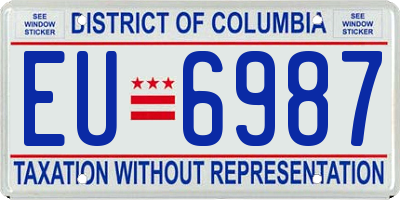 DC license plate EU6987