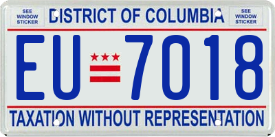 DC license plate EU7018