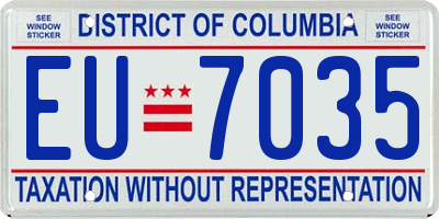 DC license plate EU7035