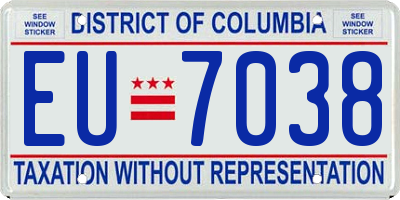 DC license plate EU7038