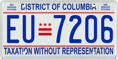 DC license plate EU7206