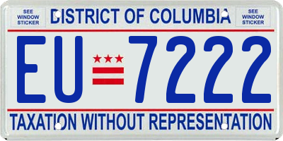DC license plate EU7222