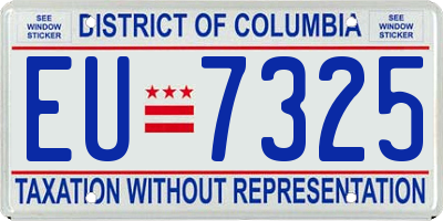 DC license plate EU7325