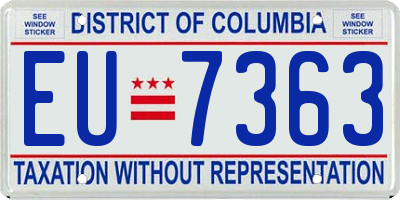 DC license plate EU7363