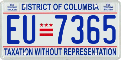 DC license plate EU7365