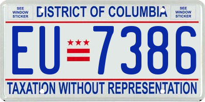 DC license plate EU7386