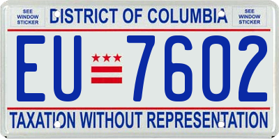 DC license plate EU7602