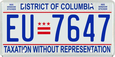 DC license plate EU7647