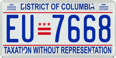 DC license plate EU7668
