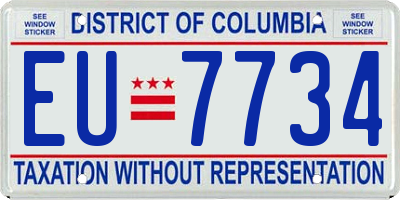 DC license plate EU7734
