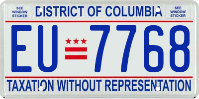 DC license plate EU7768