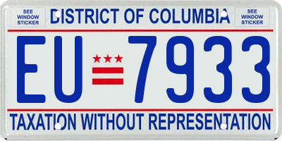 DC license plate EU7933