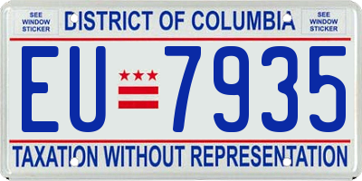 DC license plate EU7935