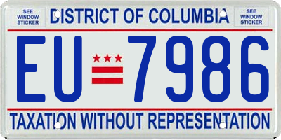 DC license plate EU7986
