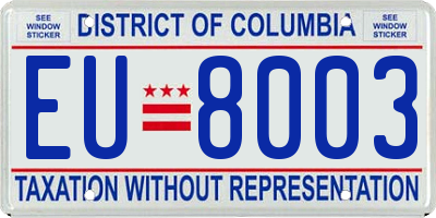 DC license plate EU8003
