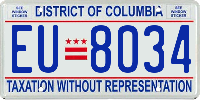 DC license plate EU8034