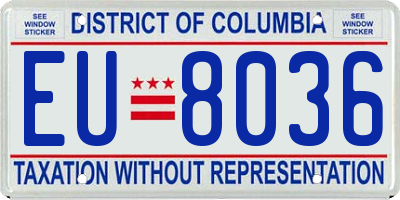 DC license plate EU8036