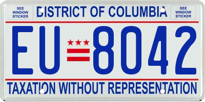 DC license plate EU8042