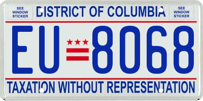 DC license plate EU8068