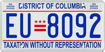 DC license plate EU8092