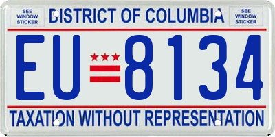DC license plate EU8134