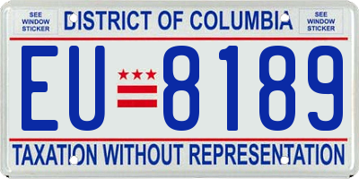 DC license plate EU8189
