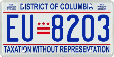 DC license plate EU8203