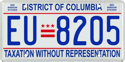 DC license plate EU8205
