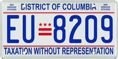 DC license plate EU8209