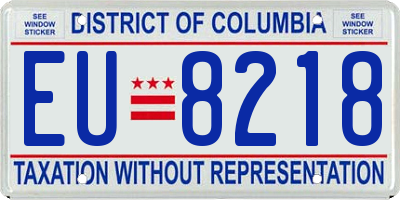 DC license plate EU8218