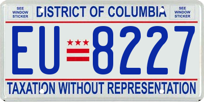 DC license plate EU8227
