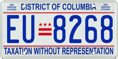 DC license plate EU8268