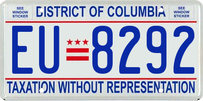 DC license plate EU8292