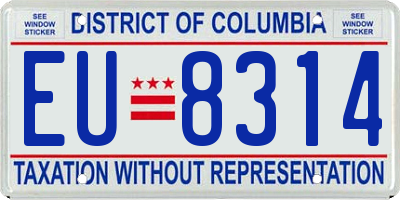 DC license plate EU8314