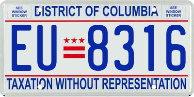 DC license plate EU8316