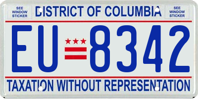 DC license plate EU8342