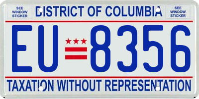 DC license plate EU8356
