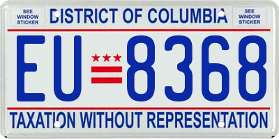 DC license plate EU8368