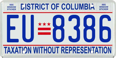DC license plate EU8386