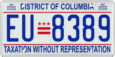DC license plate EU8389