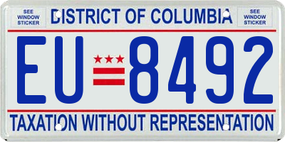 DC license plate EU8492