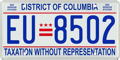 DC license plate EU8502