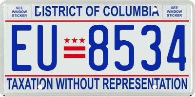 DC license plate EU8534