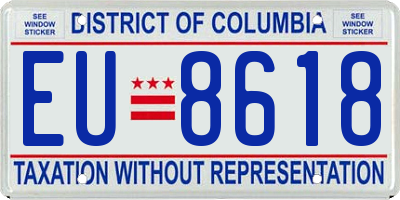 DC license plate EU8618