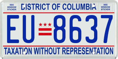 DC license plate EU8637