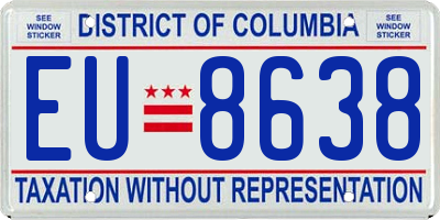 DC license plate EU8638